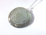 Pendentif Obsidienne dorée-Fleur de vie + chaine acier inoxydable 50 cm