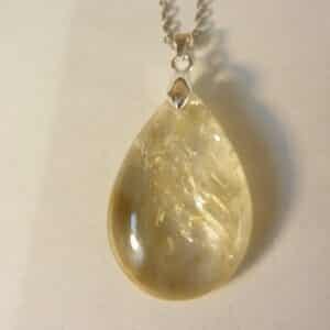 Pendentif citrine argent 925 GG 2509 + chaine acier inoxydable 60 cm