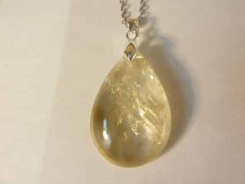 Pendentif citrine argent 925 GG 2509 + chaine acier inoxydable 60 cm