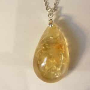 Pendentif citrine argent 925 GG 3509 + chaine acier inoxydable 60 cm