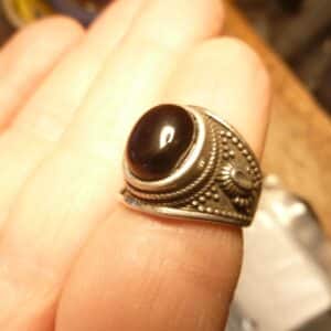 Bague Spinelle noir monture argent 925 taille 49