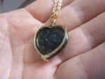 Collier pendentif coeur Labradorite + chaine acier inoxydable 50 cm