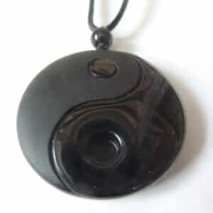 Pendentif Yin-Yang en Obsidienne Noire 100 % naturelle