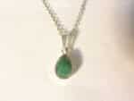 Collier pendentif Emeraude monture argent 925 GG 1109 + chaine acier inoxydable 45 cm