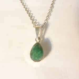 Collier pendentif Emeraude monture argent 925 GG 1109 + chaine acier inoxydable 45 cm