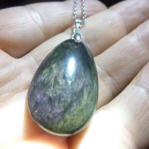 Pendentif Obsidienne mentogochol ( Manta huichol ) argent 925 GG 9909