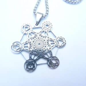 Collier pendentif cube de Métatron or