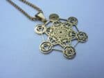 Collier pendentif cube de Métatron or