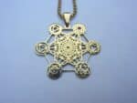 Collier pendentif cube de Métatron or