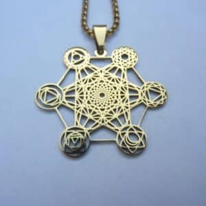 Collier pendentif cube de Métatron or