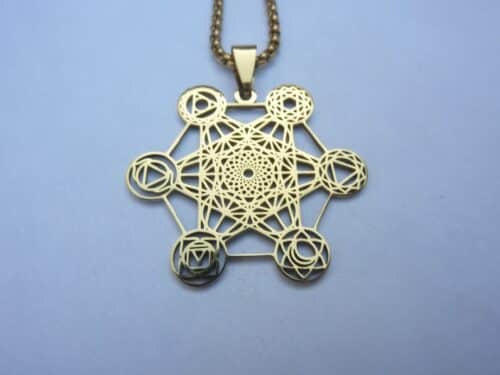 Collier pendentif cube de Métatron or