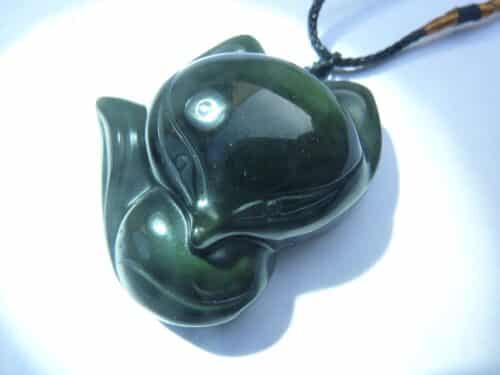 Pendentif Obsidienne oeil céleste renard
