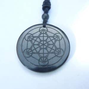 Pendentif Shungite-Cube de metatron