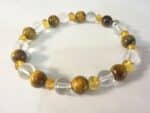Bracelet Oeil de tigre-Ambre miel-Quartz cristal de roche