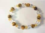 Bracelet Oeil de tigre-Ambre miel-Quartz cristal de roche