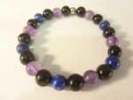 Bracelet Spinelle noir-Améthyste-Obsidienne oeil céleste-Lapis lazuli