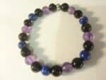 Bracelet Spinelle noir-Améthyste-Obsidienne oeil céleste-Lapis lazuli