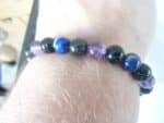 Bracelet Spinelle noir-Améthyste-Obsidienne oeil céleste-Lapis lazuli