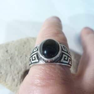 Bague réglable Spinelle noir monture argent 925
