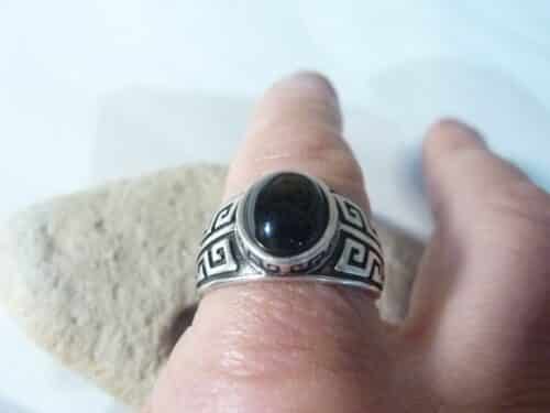 Bague réglable Spinelle noir monture argent 925
