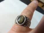 Bague réglable Obsidienne dorée monture argent 925