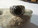 Bague réglable Obsidienne dorée monture argent 925