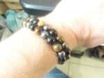 Bracelet réglable Oeil de tigre-obsidienne-hématite-perles 8 mm