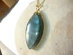 Collier pendentif Labradorite GG 2409 + chaine acier inoxydable doré 50 cm